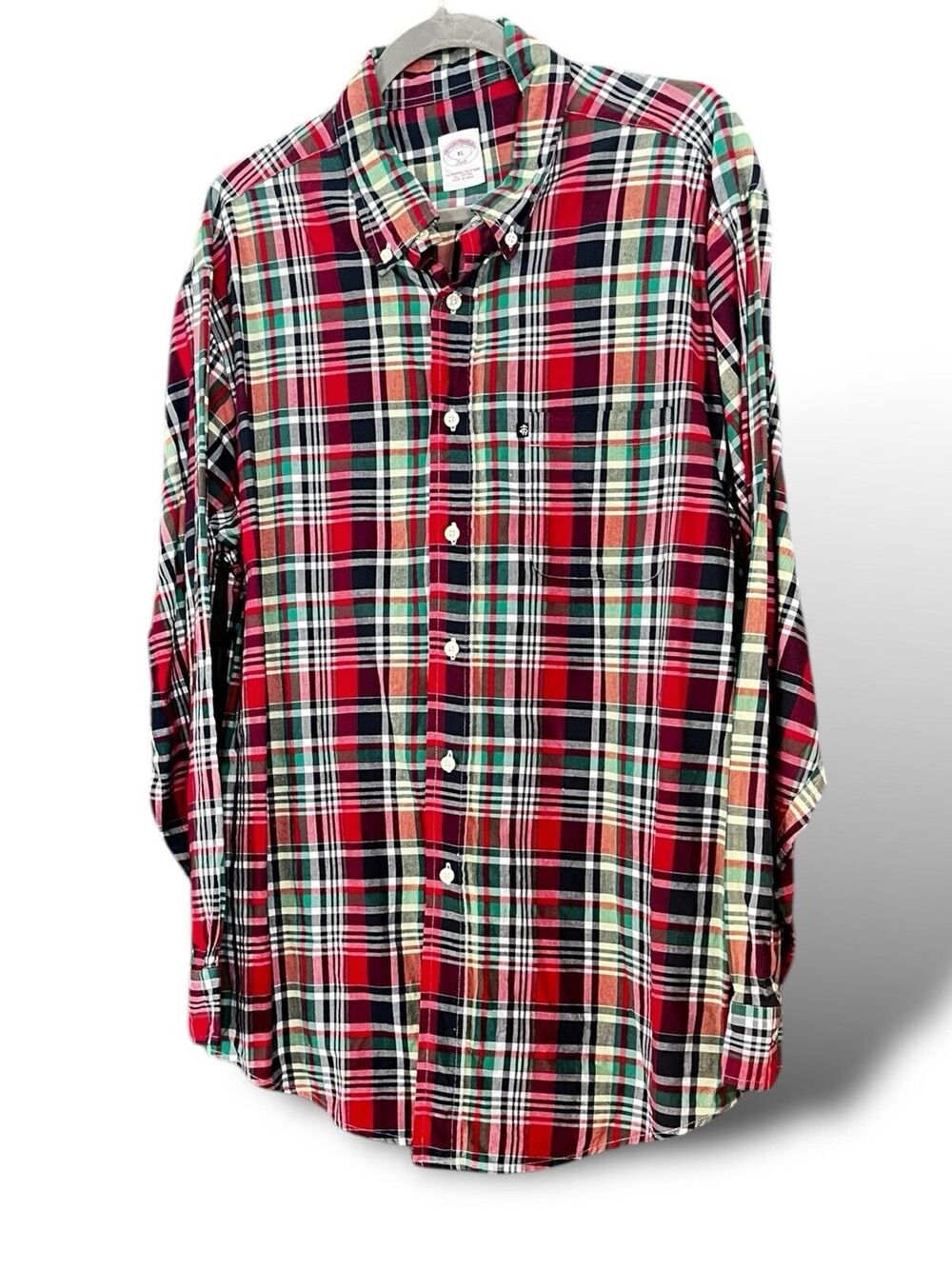 BROOKS BROTHERS Shirt Mens XL Plaid Original Long Sleeve Multi Colored